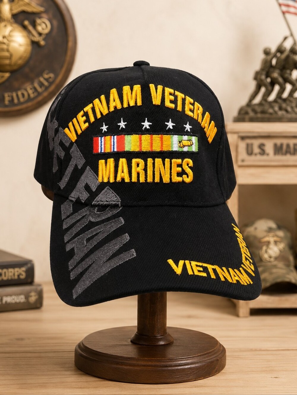 U.S. Marine Corps Vietnam Veteran Embroidered Hat Cap Black